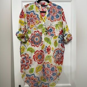 Kiki sol floral tunic swim cover up size small
